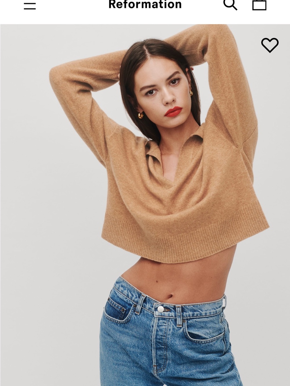 Reformation Cashmere Polo Sweater